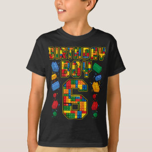 6th Birthday Master Builder 6 Years Old Block Buil T-Shirt