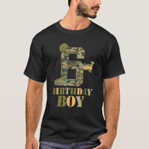 6th Birthday Military Themed Camo Boys 6 Years Old T-Shirt