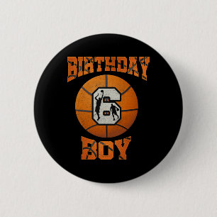 6th Birthday Outfit Boy Basketball Six 6 Year Old  Cm Round Badge