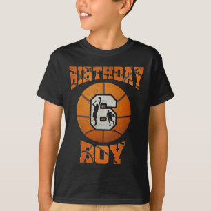 6th Birthday Outfit Boy Basketball Six 6 Year Old  T-Shirt