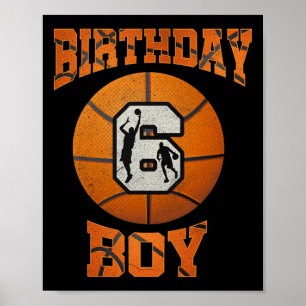 6th Birthday Outfit Boy Bysketbyll Six 6 Year Old  Poster