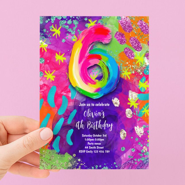 6th Birthday Painting Party Invitation (Creator Uploaded)
