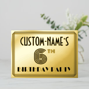 6th Birthday Party — Art Deco Style “6” & Name