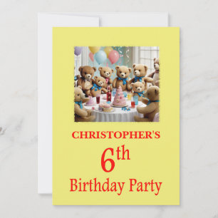6th Birthday Party Invitation Teddy Bears Party
