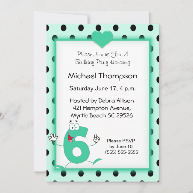 6th Birthday Party Invitations (Front)