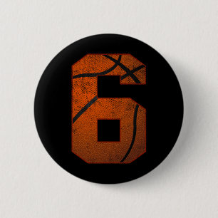 6th Birthday Party Six 6 Year Old Basketball Bday  6 Cm Round Badge