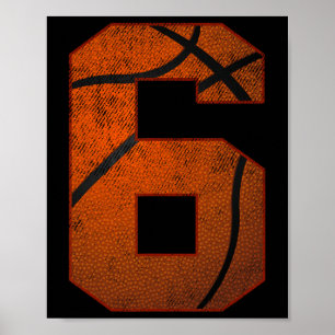 6th Birthday Party Six 6 Year Old Basketball Bday  Poster