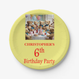6th Birthday Party Teddy Bears Party Paper Plate