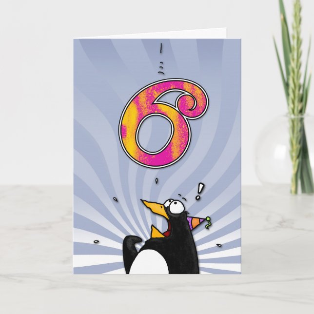 6th Birthday - Penguin Surprise Card (Front)