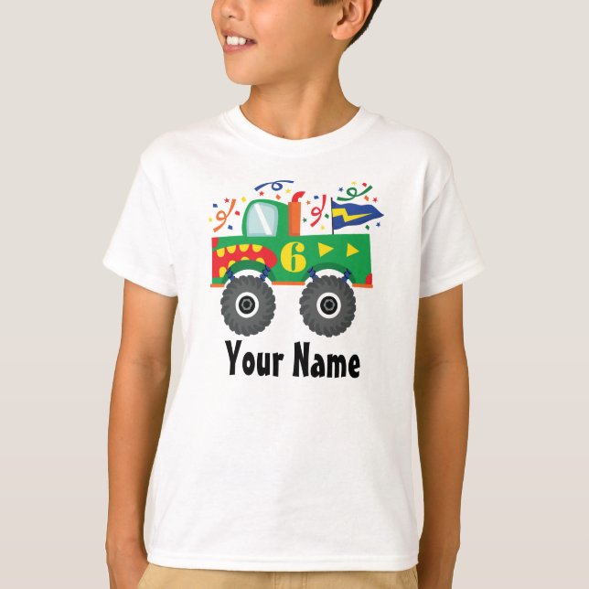 6th Birthday Personalised Monster Truck Tee (Front)