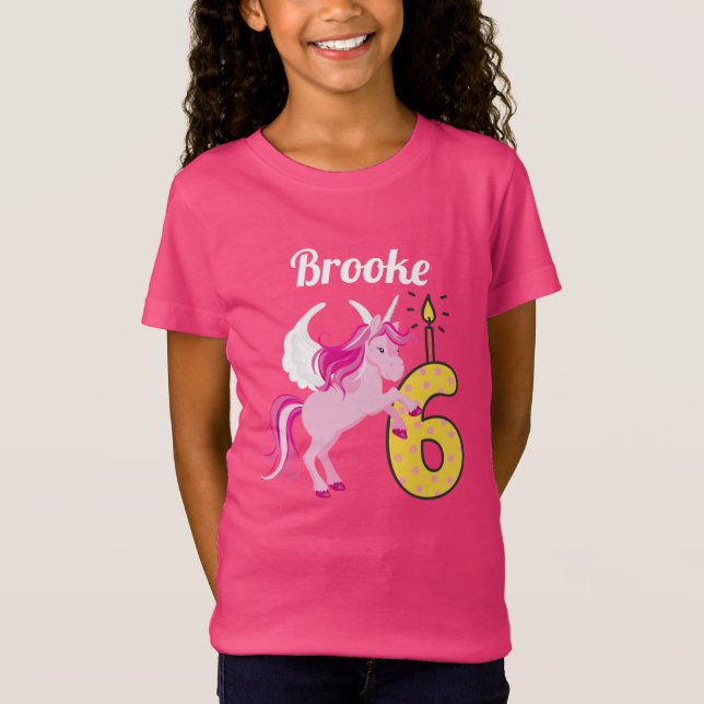 6th Birthday Personalised Name Unicorn Shirt (Front)