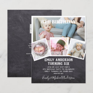 6TH Birthday Photo Collage Invite Boy Girl Mixed