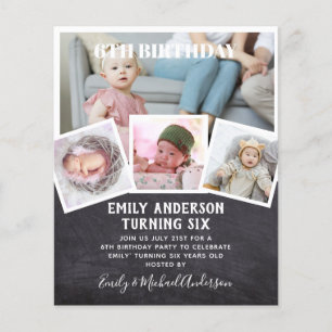 6TH Birthday Photo Collage Invite Boy Girl Mixed Flyer