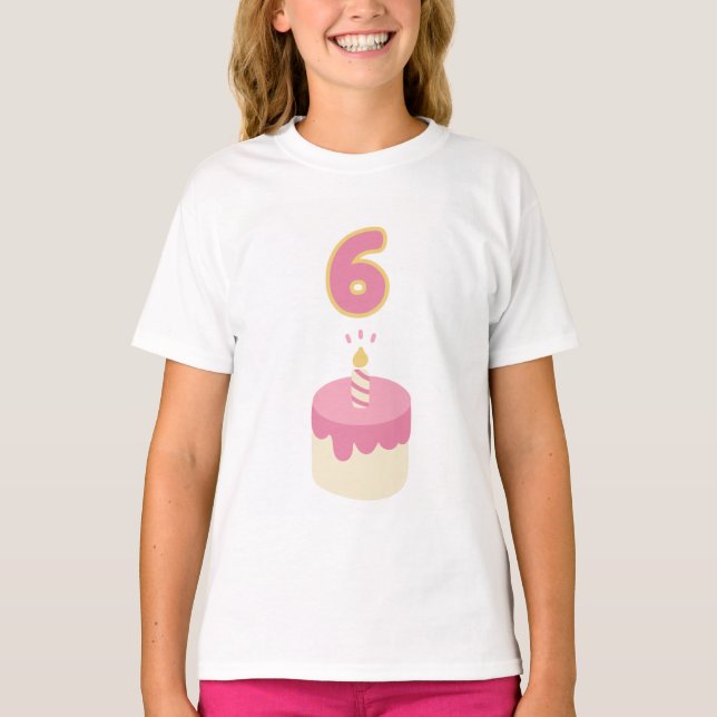 6th birthday pink cake  T-Shirt (Front)
