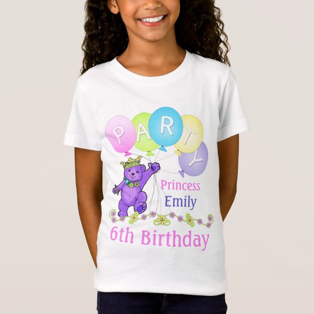 6th Birthday Princess, Custom Name T-Shirt (Front)
