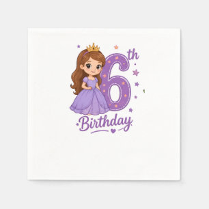 6th Birthday Princess Paper Napkins