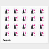 6th Birthday Puppy Theme- Cute Dog Pink Girl Pawty Classic Round Sticker (Sheet)