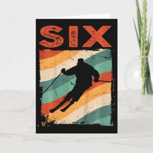 6th Birthday Retro Ski Skiing 6 Year Old Boys Girl Card