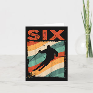 6th Birthday Retro Ski Skiing 6 Year Old Boys Girl Card