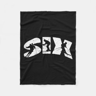 6th Birthday Retro Ski Skiing 6 Year Old Boys Girl Fleece Blanket