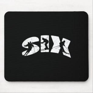 6th Birthday Retro Ski Skiing 6 Year Old Boys Girl Mouse Pad