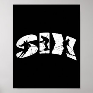 6th Birthday Retro Ski Skiing 6 Year Old Boys Girl Poster