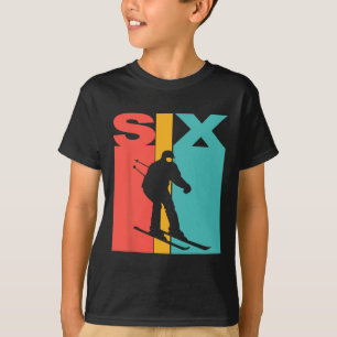 6th Birthday Retro Skiing 6 Year Old Boys Birthday T-Shirt