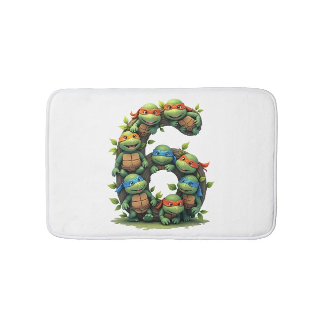 6th Birthday Sea Turtle Tortoise Theme Party 6 Yea Bath Mat (Front)