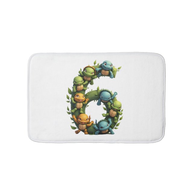 6th Birthday Sea Turtle Tortoise Theme Party 6 Yea Bath Mat (Front)