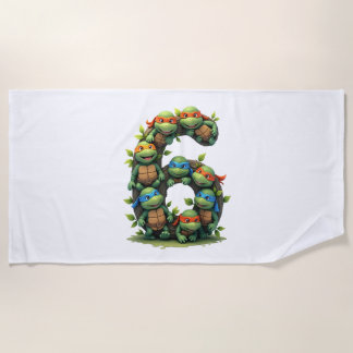 6th Birthday Sea Turtle Tortoise Theme Party 6 Yea Beach Towel