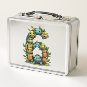 6th Birthday Sea Turtle Tortoise Theme Party 6 Yea Metal Lunch Box