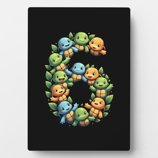 6th Birthday Sea Turtle Tortoise Theme Party 6 Yea Plaque (Front)