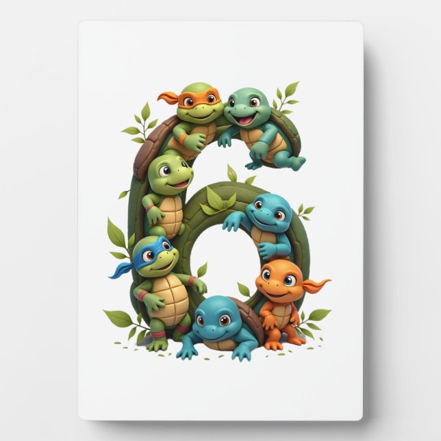 6th Birthday Sea Turtle Tortoise Theme Party 6 Yea Plaque (Front)