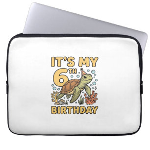 6th Birthday Sea Turtle Vintage Engraving Design_1 Laptop Sleeve
