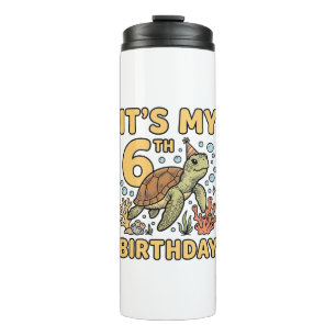 6th Birthday Sea Turtle Vintage Engraving Design_1 Thermal Tumbler