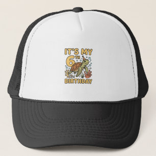 6th Birthday Sea Turtle Vintage Engraving Design_1 Trucker Hat