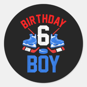 6th Birthday Shirt For Girls Boys 6 Yrs Old Ice Ho Classic Round Sticker