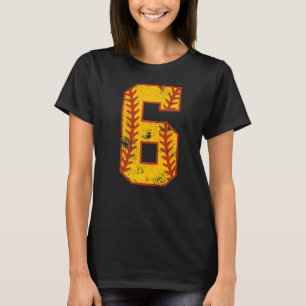 6th Birthday Softball Bdy Six 6 Year Old Girl T-Shirt
