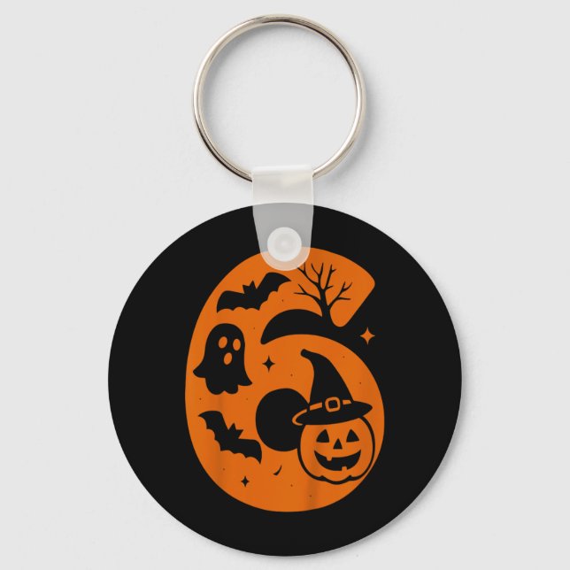 6th Birthday Spooky Halloween 6 Year Old Key Ring (Front)