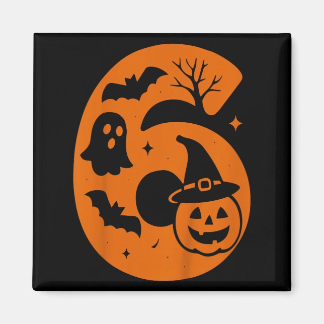 6th Birthday Spooky Halloween 6 Year Old Magnet (Front)