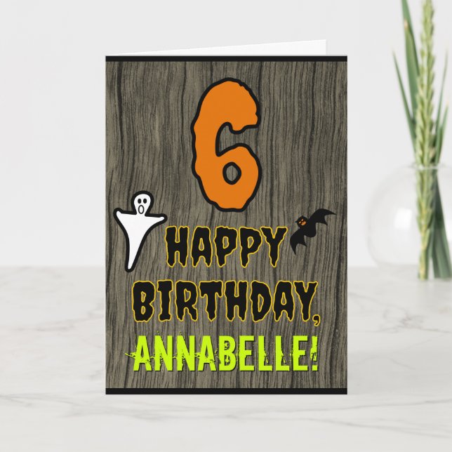 6th Birthday: Spooky Halloween Theme + Custom Name Card (Front)
