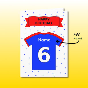 6th birthday sports t-shirt add a name card