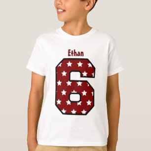 6th Birthday Star Pattern Big Number Name V03A9 T-Shirt
