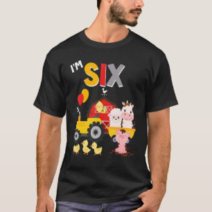 6th Birthday Tractor Barnyard Six Sixth Farm Anima T-Shirt