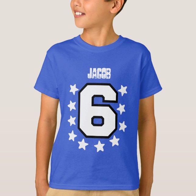 6th Birthday White Stars and White Big Number V05 T-Shirt (Front)