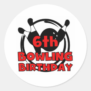 6th Bowling Birthday Classic Round Sticker