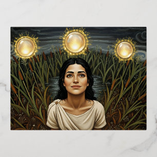 6th Century Light Orb Foil Holiday Postcard