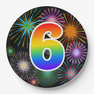 6th Event - Fun, Colorful, Bold, Rainbow 6 Paper Plate