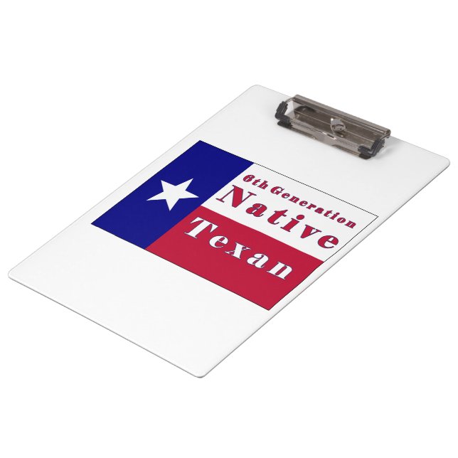 6th Generation Native Texan Flag Clipboard (Angled)