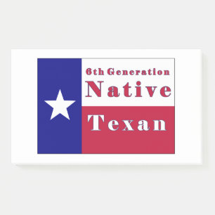 6th Generation Native Texan Flag Post-it Notes